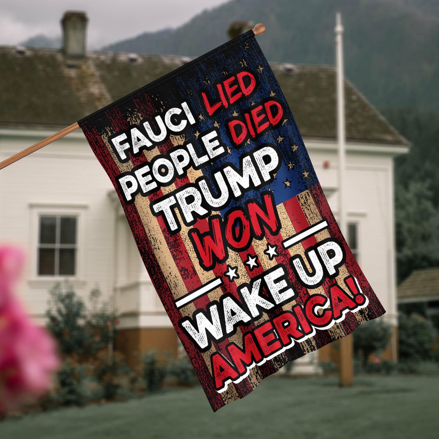 1LV- Fauci Lied People Died FLAG-Right House Flag Mockup 4