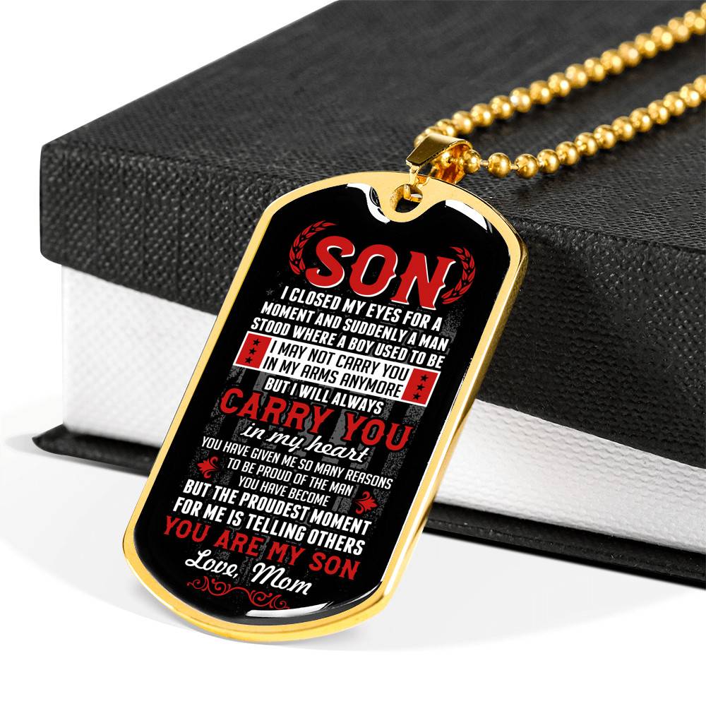 Son I Closed My Eyes For A Moment And Suddenly A Man Stood Where A Boy Used To Be From Mom Dog Tag Pendant Necklace Son I Closed My Eyes For A Moment And Suddenly A Man Stood Where A Boy Used To Be From Mom Dog Tag Pendant Necklace