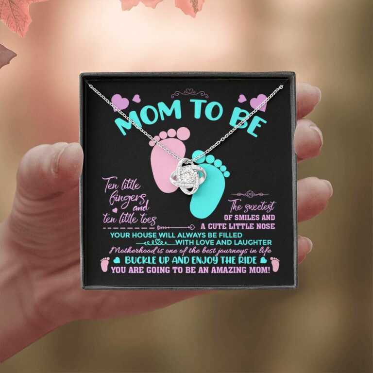 Mom To Be Ten Little Fingers And Ten Little Toes New Mom Love Knot Pendant Necklace