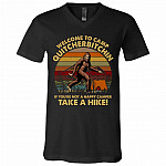 Welcome To Camp Tshirt, Black, V-Neck T-Shirt
