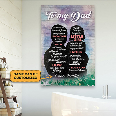 Alternative view of Personalized To My Dad so Much of Me Is Made from What I Learned from You Framed Canvas - Unframed Poster