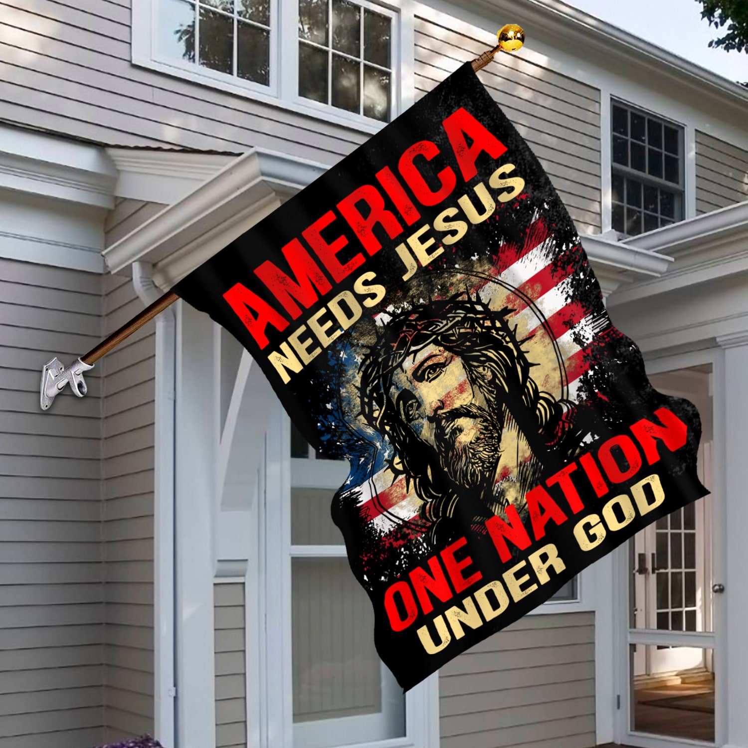 10VT. America Needs Jesus House Flag Mockup 6