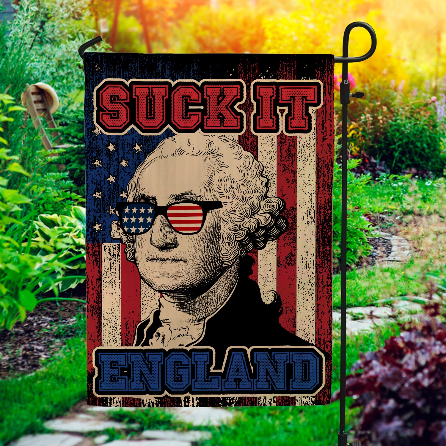 1LV. Suck It England FLAG (5) Garden Flag Mockup 1