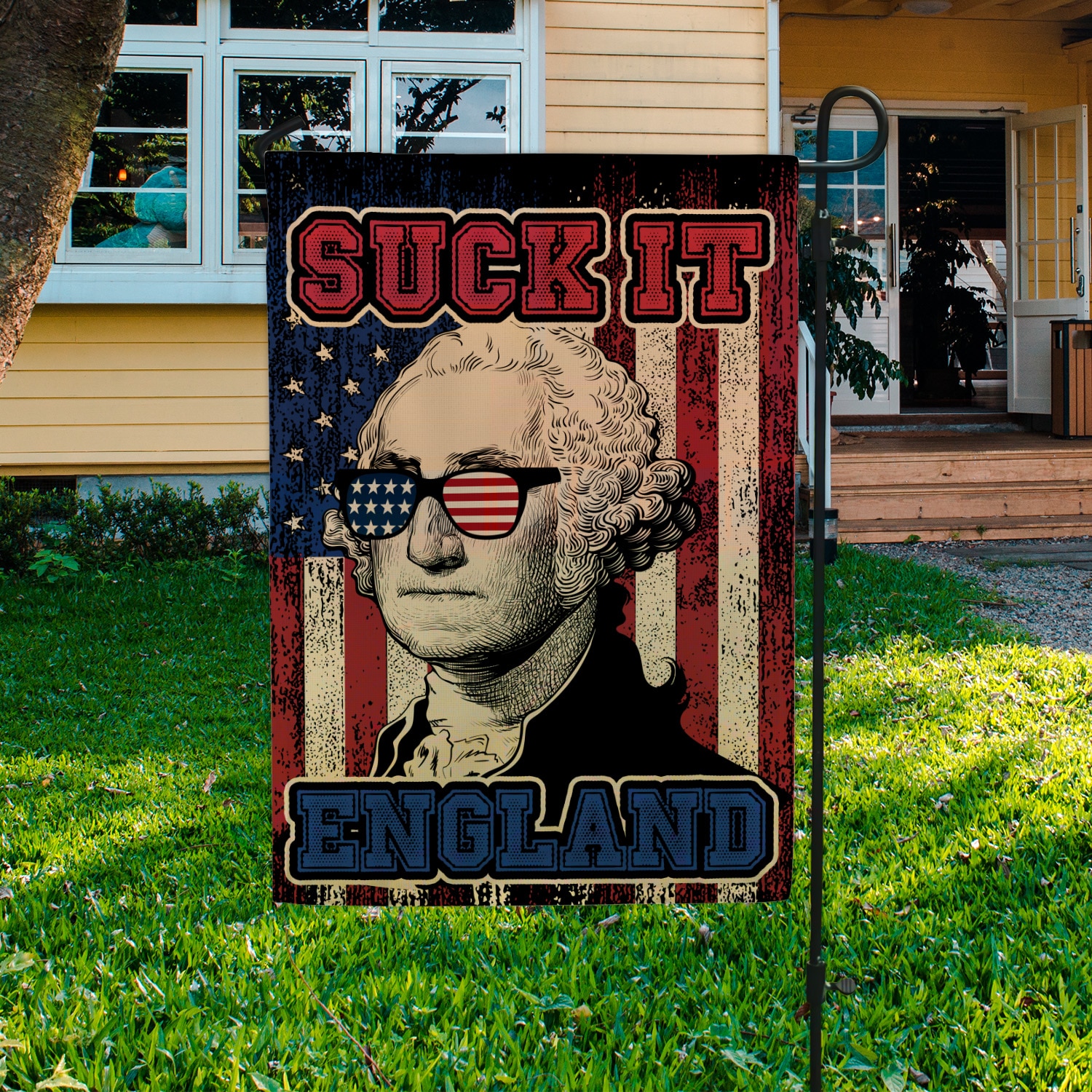 1LV. Suck It England FLAG (5) Garden Flag Mockup 3