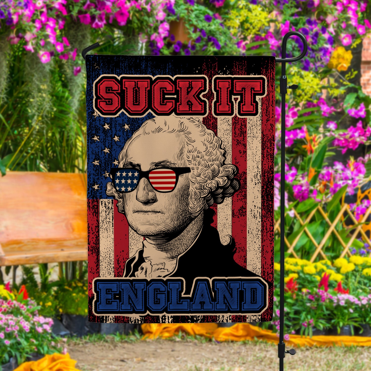 1LV. Suck It England FLAG (5) Garden Flag Mockup 4