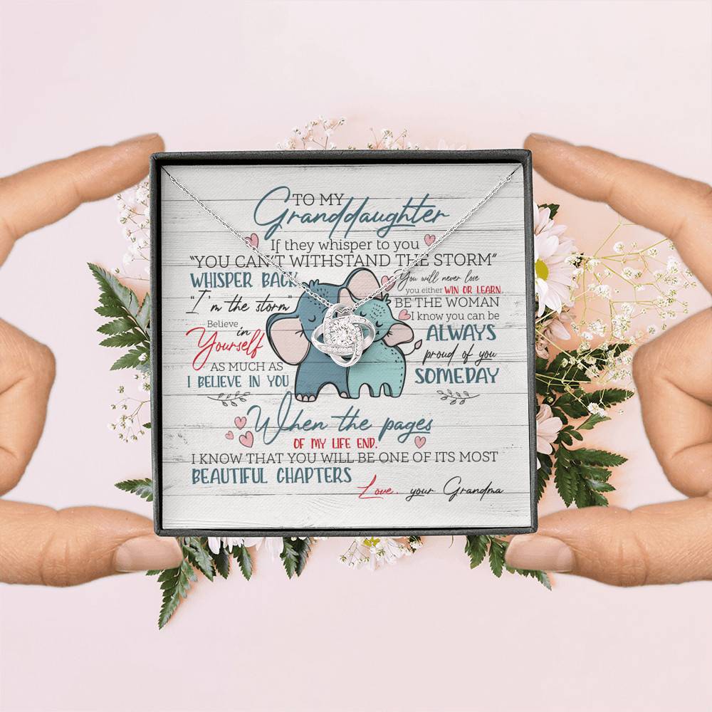 To My Granddaughter If They Whisper To You Elephant Love Knot Necklace - Granddaughter Gifts From Grandma To My Granddaughter If They Whisper To You Elephant Love Knot Necklace - Granddaughter Gifts From Grandma