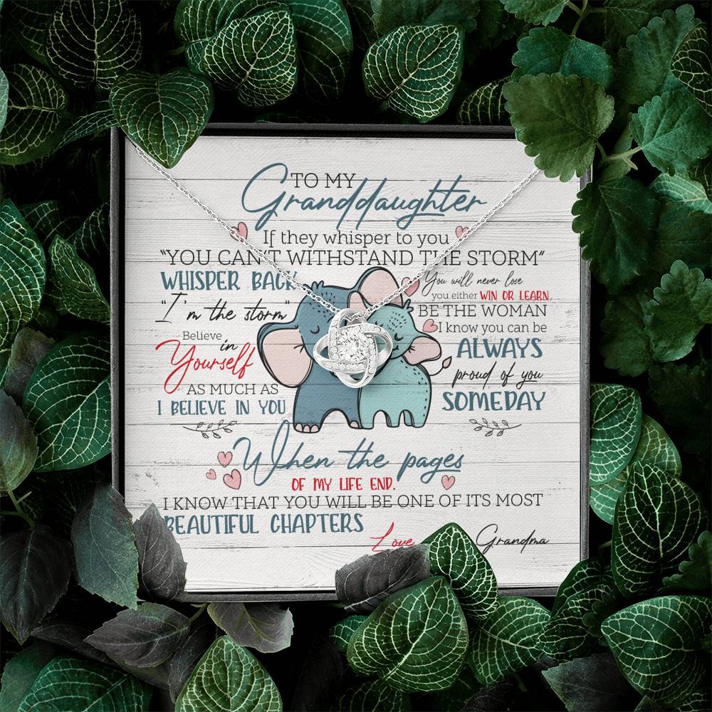 To My Granddaughter If They Whisper To You Elephant Love Knot Necklace - Granddaughter Gifts From Grandma To My Granddaughter If They Whisper To You Elephant Love Knot Necklace - Granddaughter Gifts From Grandma