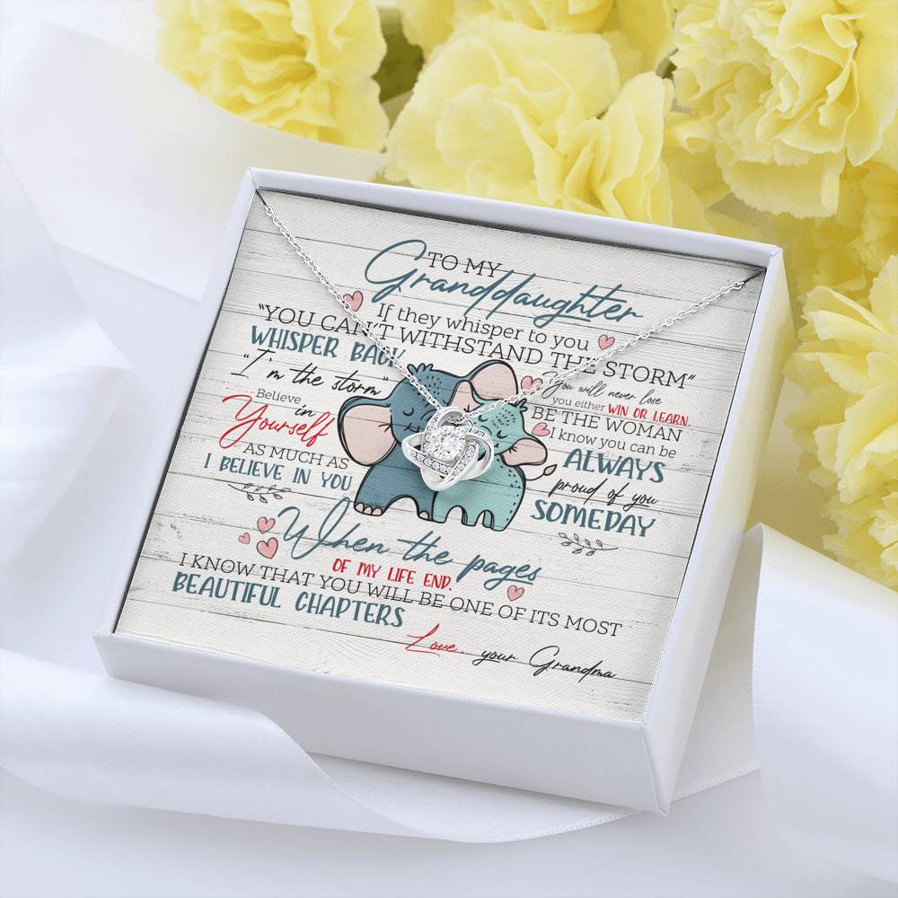 To My Granddaughter If They Whisper To You Elephant Love Knot Necklace - Granddaughter Gifts From Grandma To My Granddaughter If They Whisper To You Elephant Love Knot Necklace - Granddaughter Gifts From Grandma