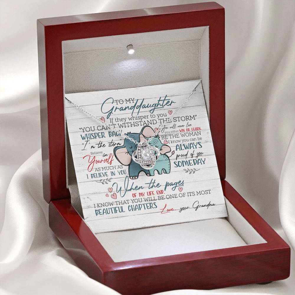 To My Granddaughter If They Whisper To You Elephant Love Knot Necklace - Granddaughter Gifts From Grandma To My Granddaughter If They Whisper To You Elephant Love Knot Necklace - Granddaughter Gifts From Grandma