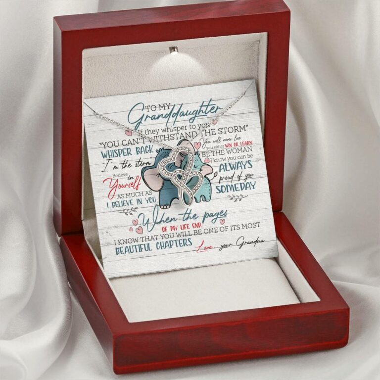 To My Granddaughter If They Whisper To You Elephant Double Hearts Necklace - Granddaughter Gifts From Grandma