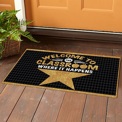 Alternative view of Welcome To The Classroom Where It Happens House Doormat - Outdoor Indoor Doormat