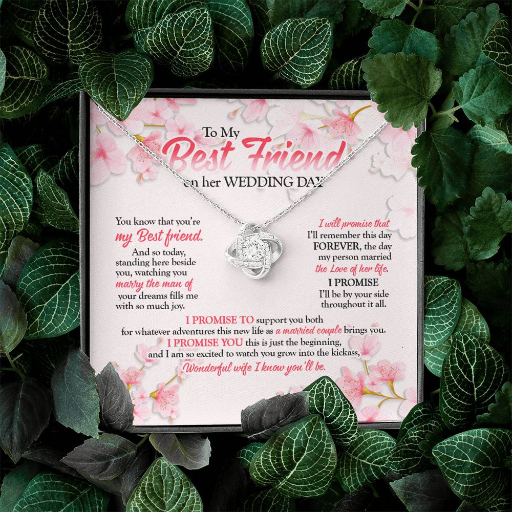 To My Best Friend On Her Wedding Day Love Knot Necklace - Friend To Bride Necklace - Wedding Gifts For Bride