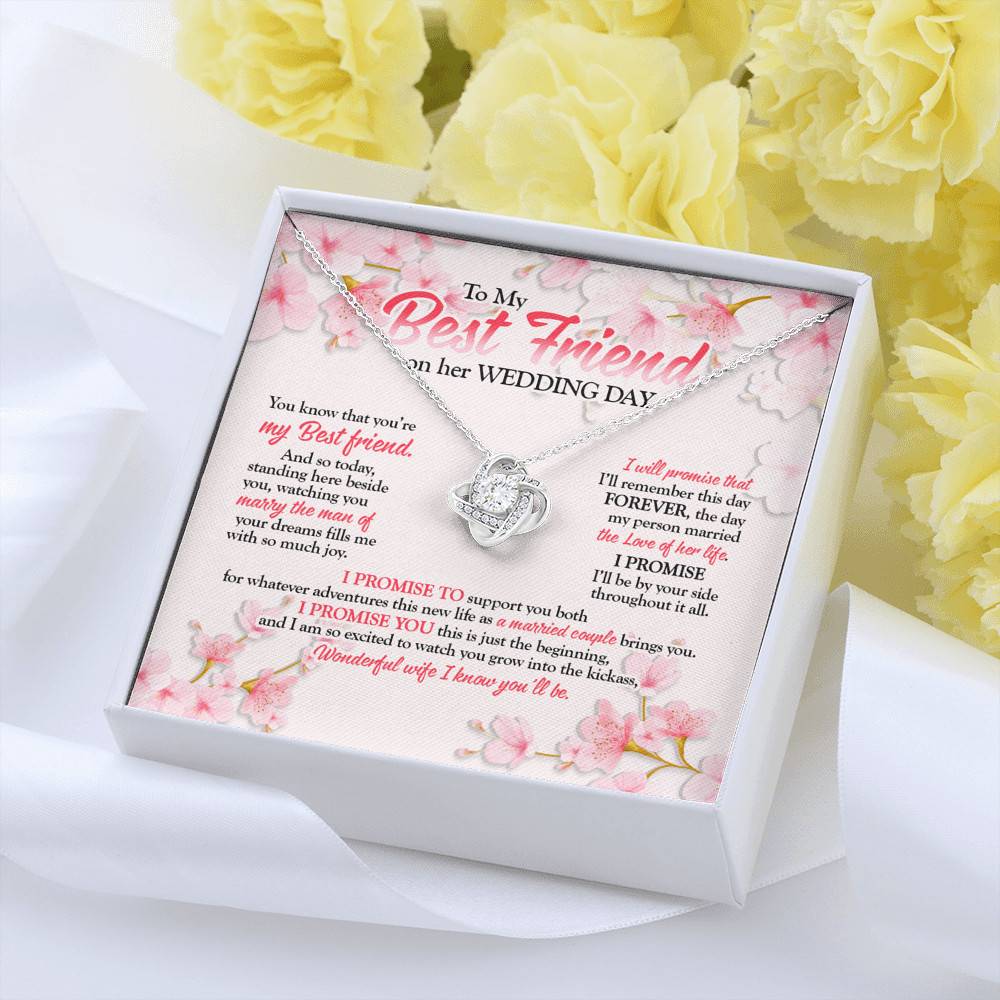 To My Best Friend On Her Wedding Day Love Knot Necklace - Friend To Bride Necklace - Wedding Gifts For Bride