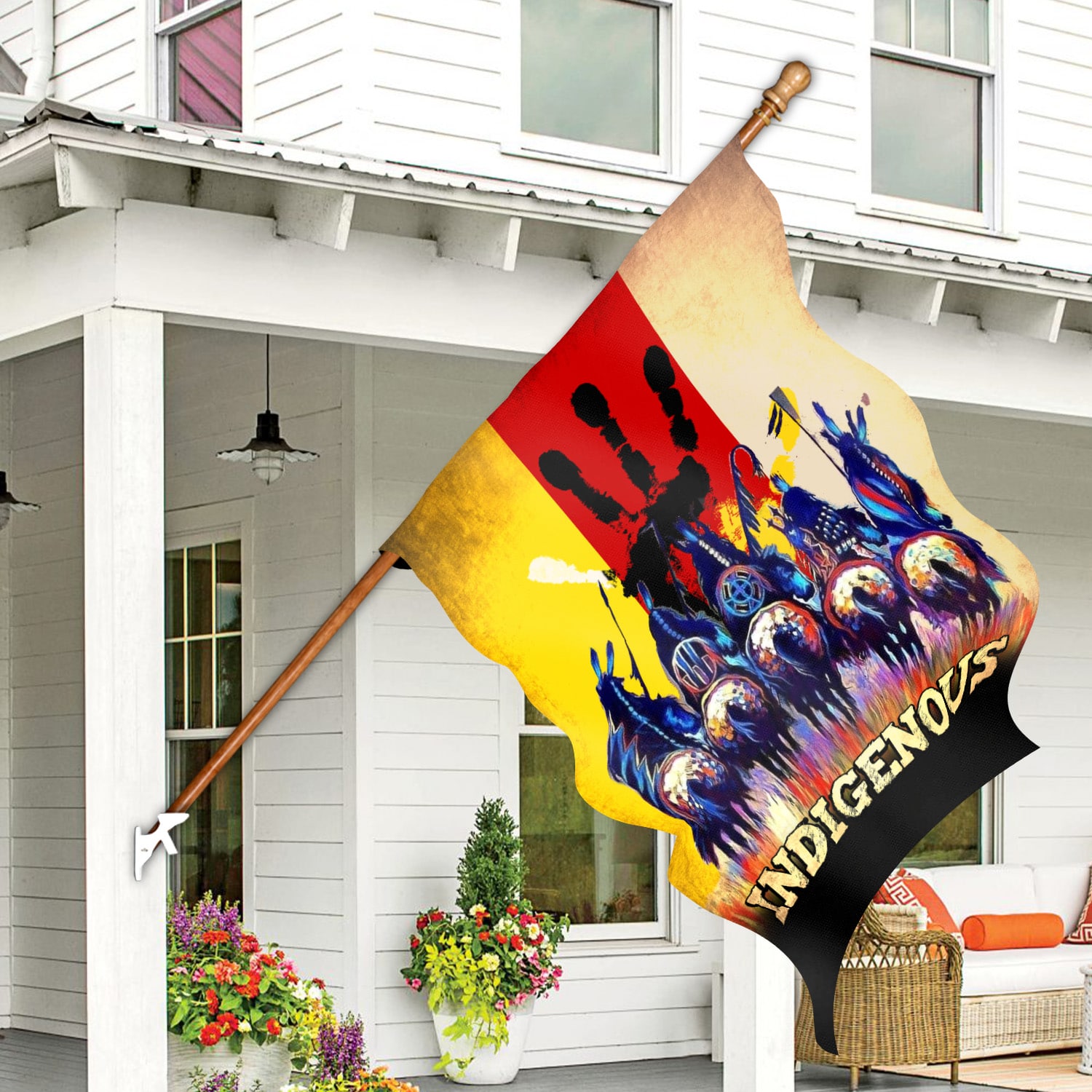 2LV. Indigenous Flag (4) House Flag Mockup 7