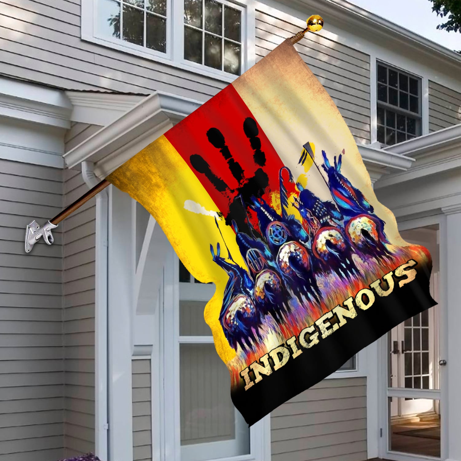 2LV. Indigenous Flag (4) House Flag Mockup 6