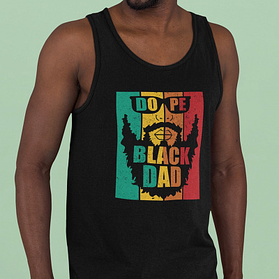 Funny Fathers Day Gift from Kid Do-Pe Bla-Ck Dad Cotton Tank Top Tee - Ladies Racerback Tank