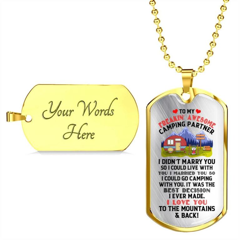 To My Camping Partner I Love You To The Mountains and Back Dog Tag Pendant Necklace - Gift For Camping Partner