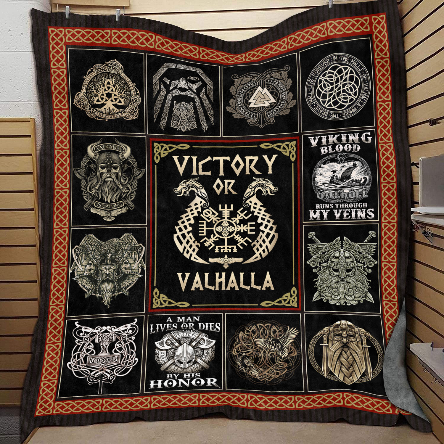 1VT. Victory Or Valhalla blanket mockup