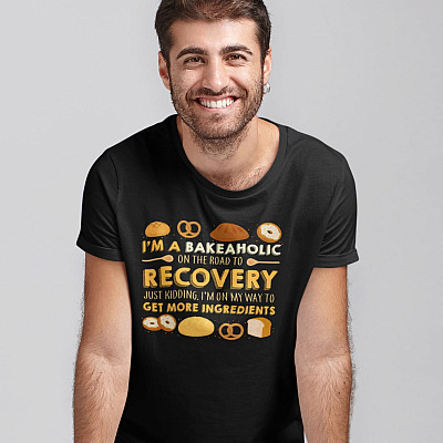 Alternative view of I'm A Bakeaholic On The Road To Recovery Just Kidding T-Shirt - V-Neck Shirt