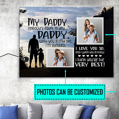 Alternative view of Personalized Photo My Daddy Nobody Equal You I Love You So Framed Canvas - Poster - Custom Photo Gift For Dad