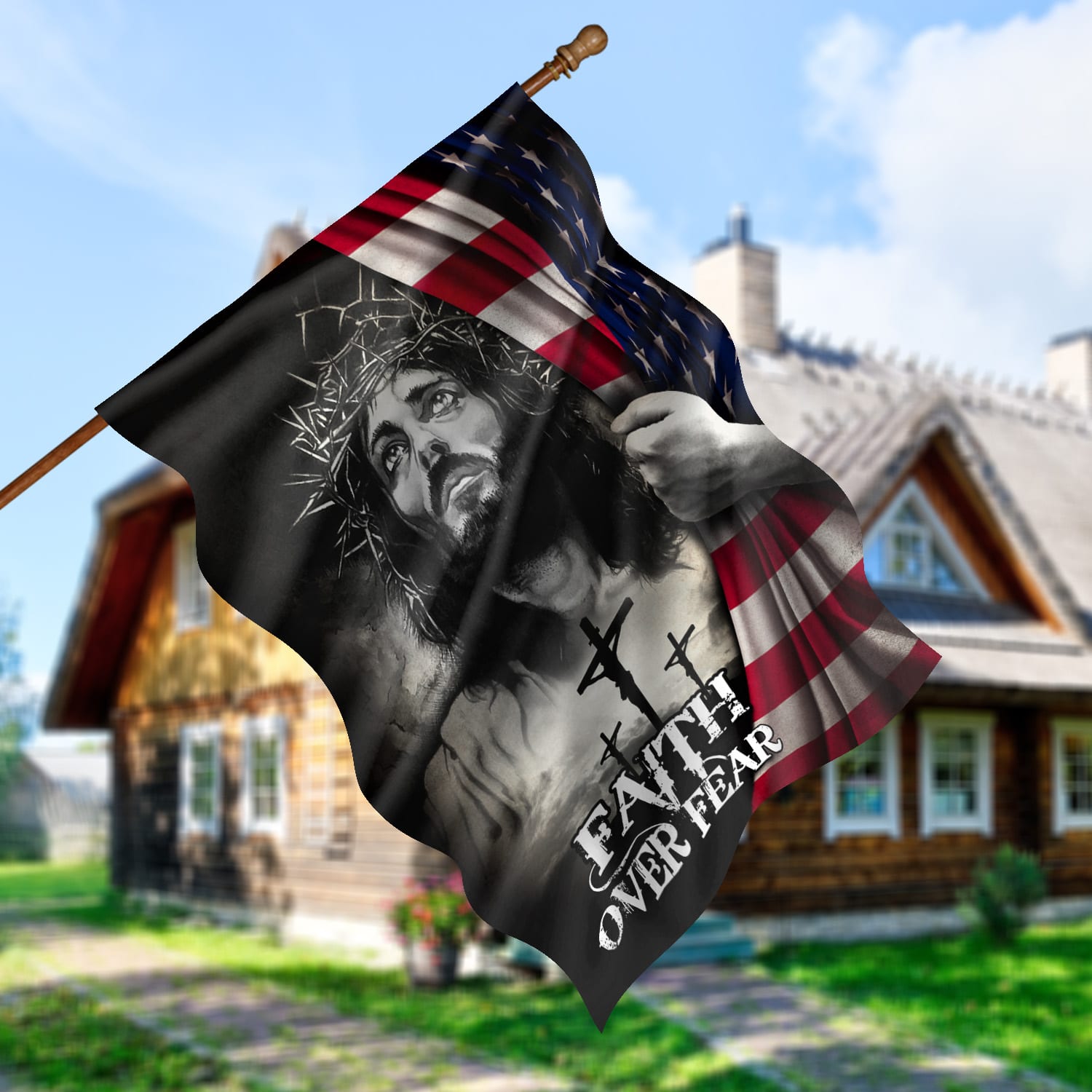 2O. Faith Over Fear (4) House Flag Mockup 5