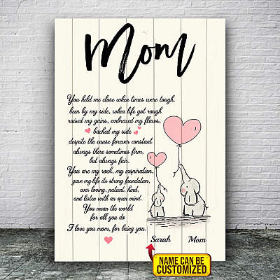 Alternative view of Personalized Elephant Mom You Hold Me Close Framed Canvas - Unframed Poster - Elephant Mom Gifts From Daughter