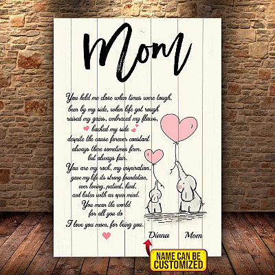 Personalized Elephant Mom You Hold Me Close Framed Canvas - Unframed Poster - Elephant Mom Gifts From Daughter