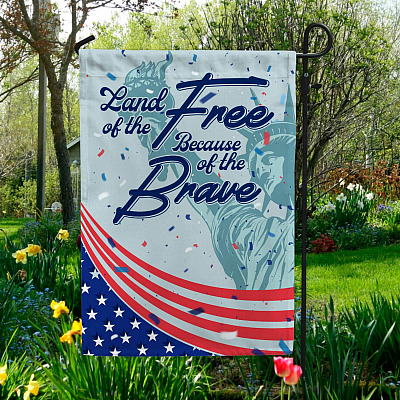 Land Of The Free Because Of The Brave American Outdoor Garden Flag - 4th of July House Flag - Wall Flag