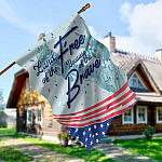 4TM. Land Free Brave(4) House Flag Mockup 5