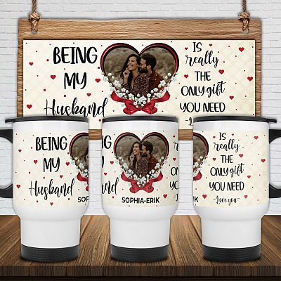 14 oz. White Travel Mug