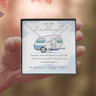 Camping to My Granddaughter Someday When the Book of My Life Ends Love Knot Pendant Necklace