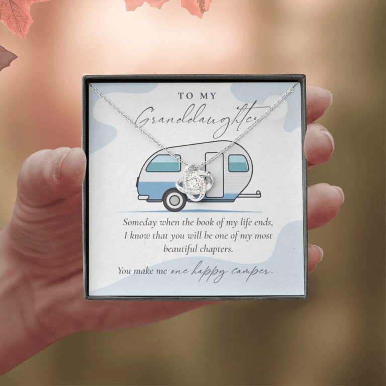 Camping to My Granddaughter Someday When the Book of My Life Ends Love Knot Pendant Necklace