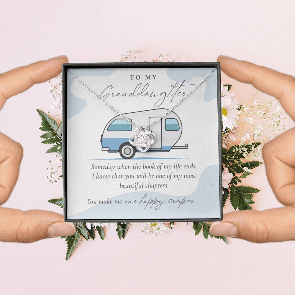 Camping to My Granddaughter Someday When the Book of My Life Ends Love Knot Pendant Necklace