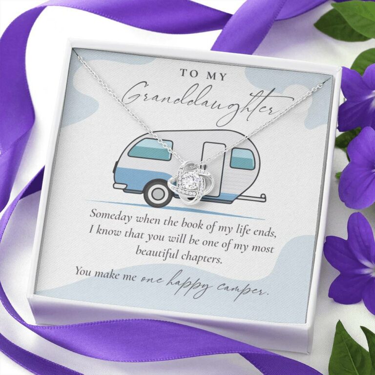Camping to My Granddaughter Someday When the Book of My Life Ends Love Knot Pendant Necklace