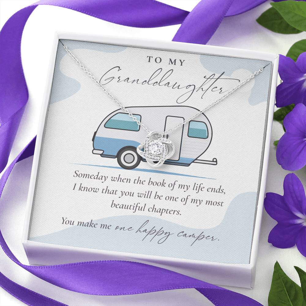 Camping to My Granddaughter Someday When the Book of My Life Ends Love Knot Pendant Necklace