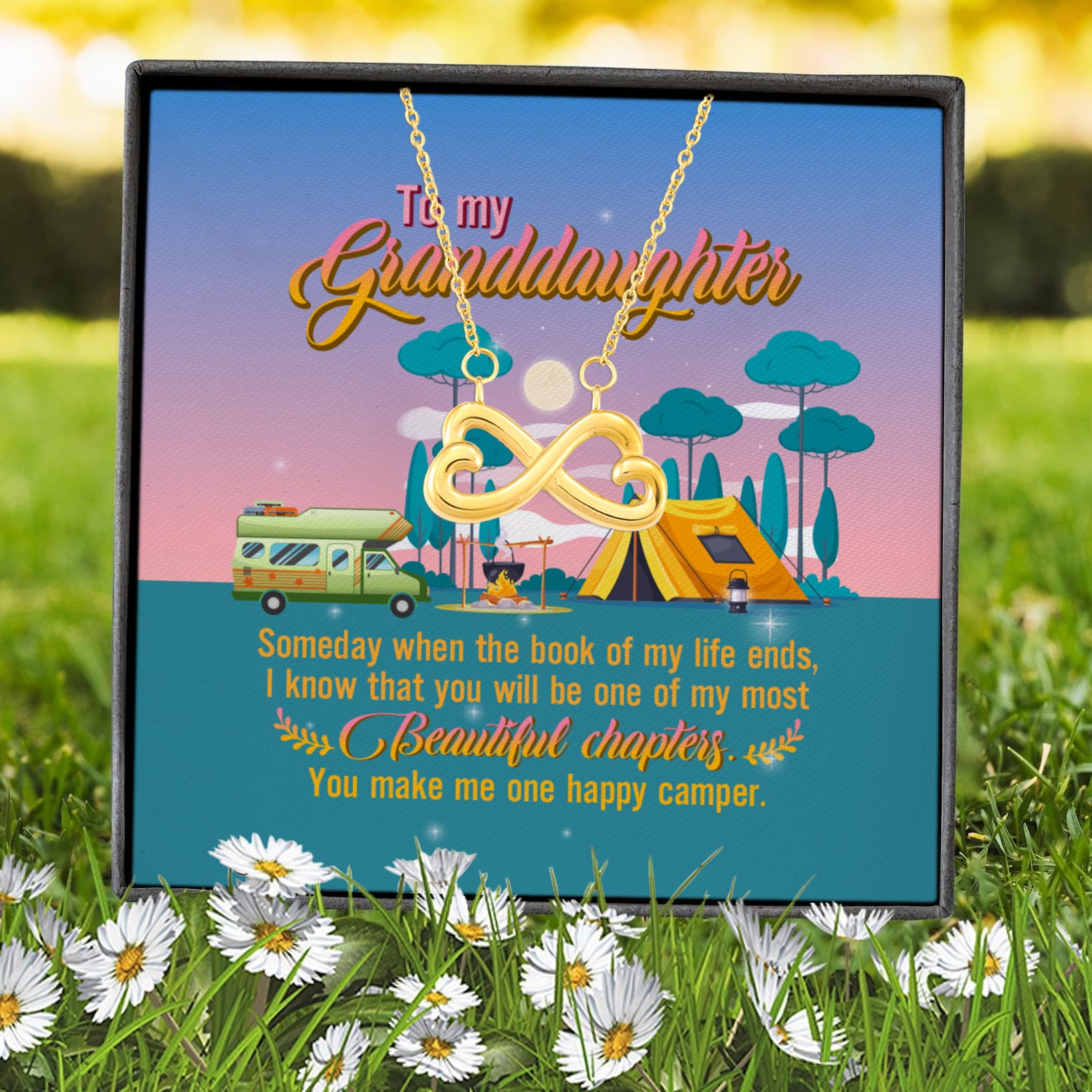 5VT. Camping To My Granddaughter Infinity Heart Necklace (Gold) 7