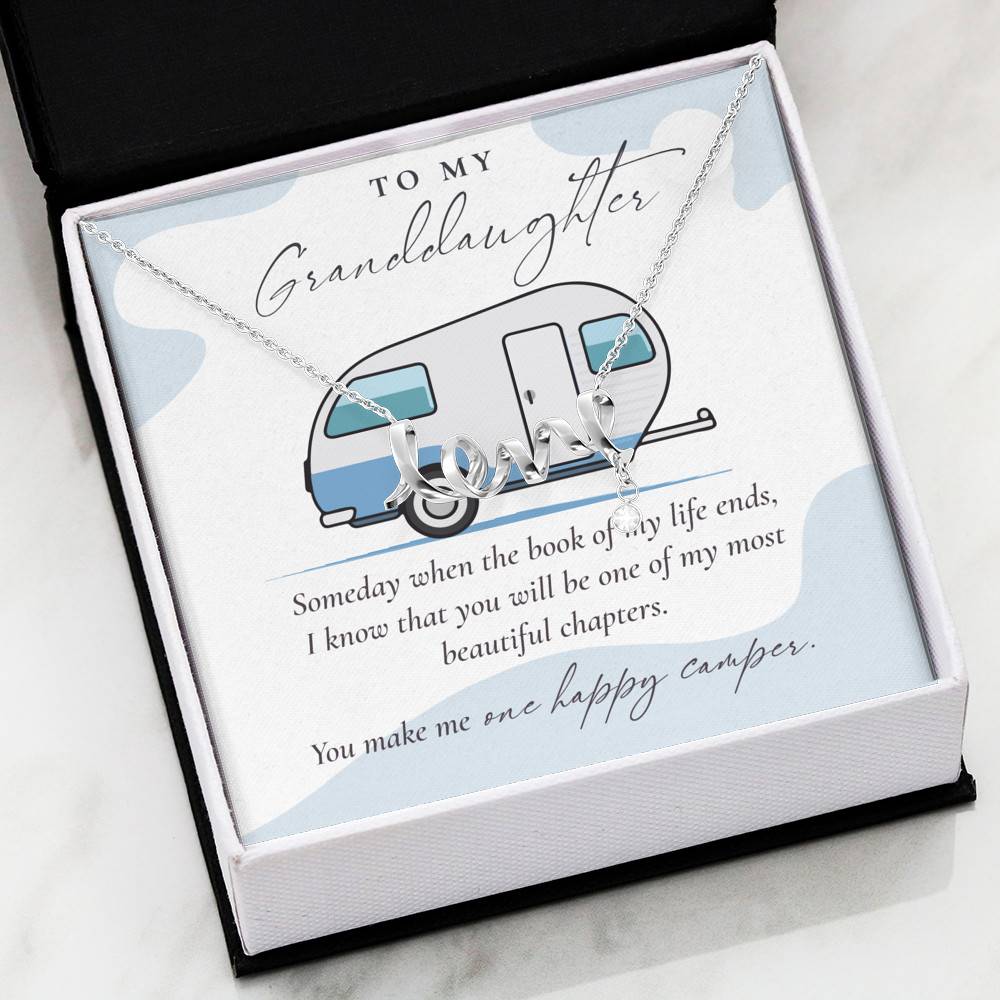 Camping to My Granddaughter Someday When the Book of My Life Ends Scripted Love Pendant Necklace