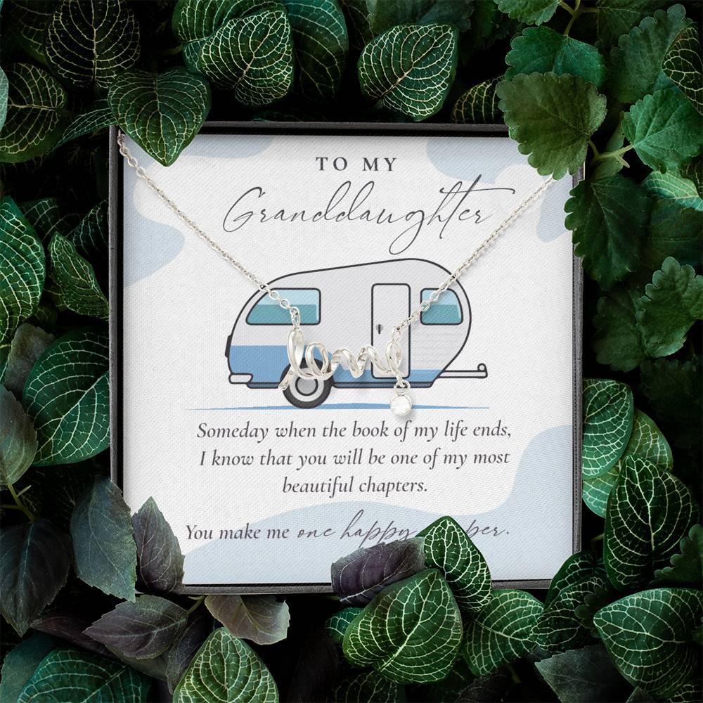 Camping to My Granddaughter Someday When the Book of My Life Ends Scripted Love Pendant Necklace