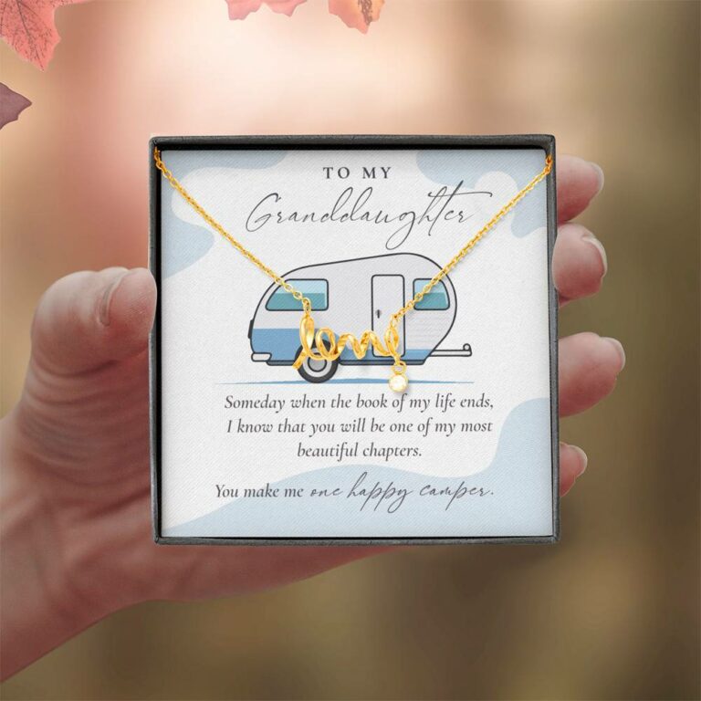 Camping to My Granddaughter Someday When the Book of My Life Ends Scripted Love Pendant Necklace