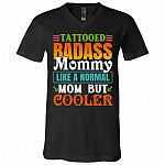 Tattooed Badass Mommy, Black, V-Neck T-Shirt