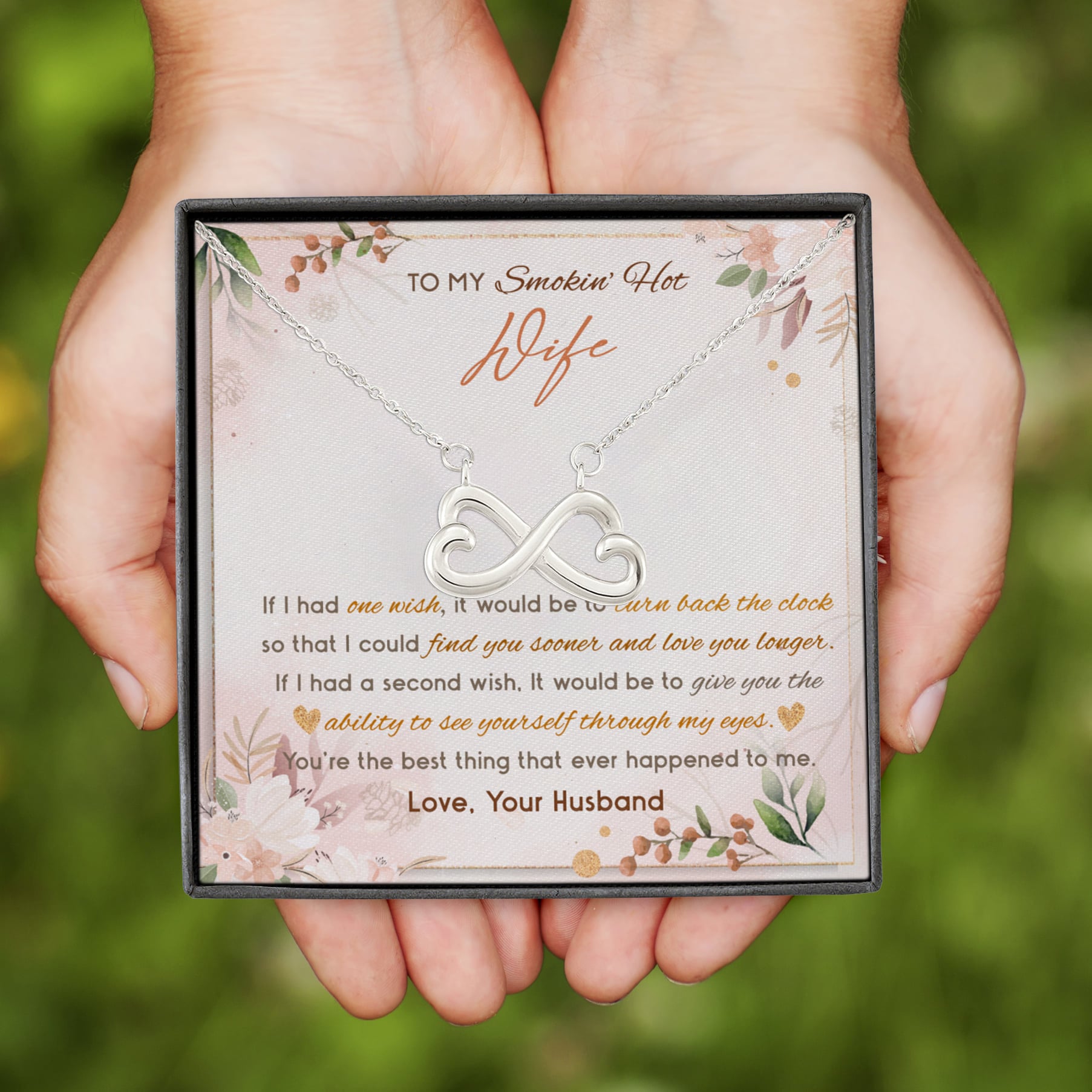 4VT. To My Smokin Hot Wife Infinity Heart Necklace (Silver)