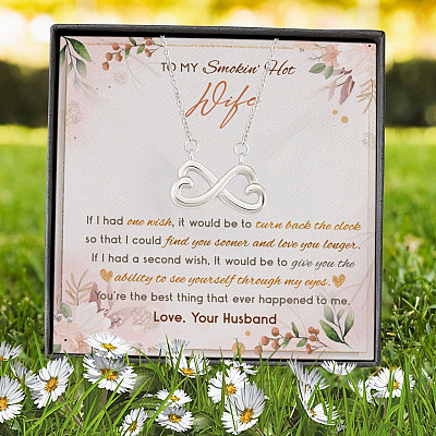 Alternative view of To My Smokin' Hot Wife If I Had One Wish It Would Be To Turn Back The Clock Infinity Heart Pendant Necklace