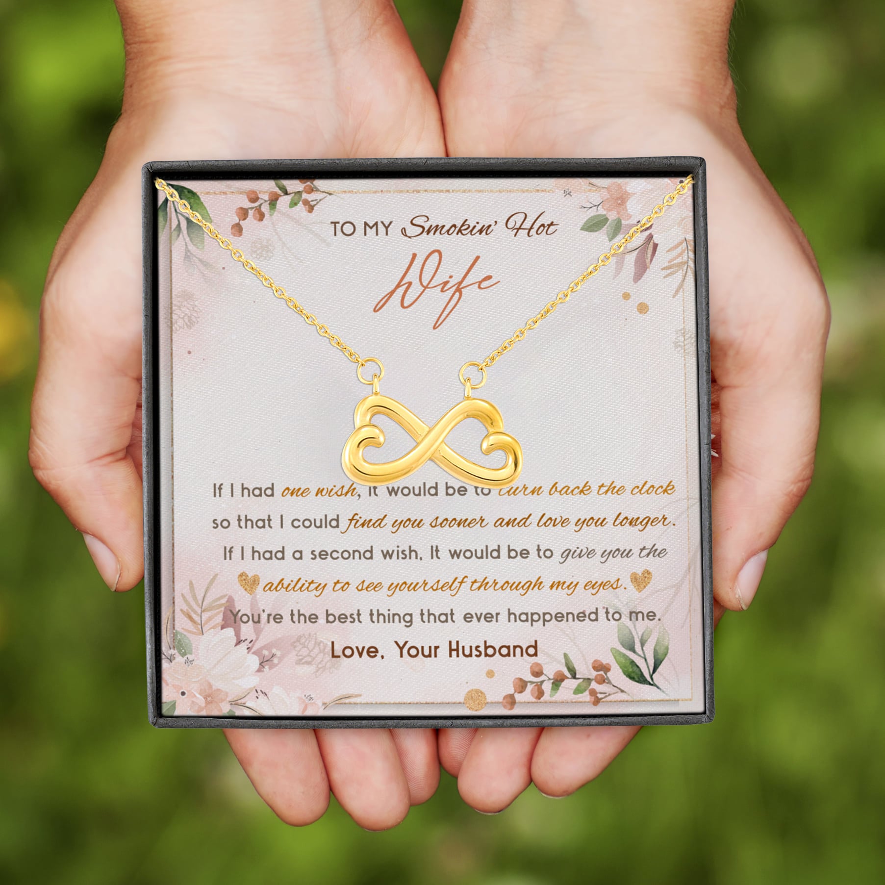 4VT. To My Smokin Hot Wife Infinity Heart Necklace (Gold)