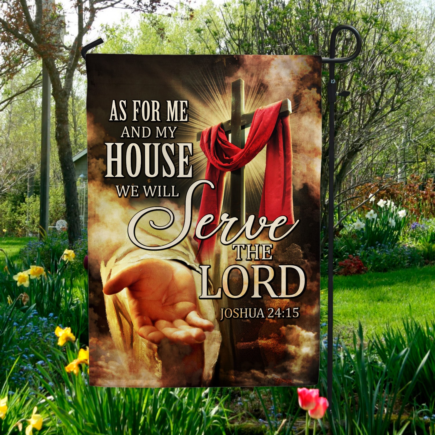 56 HG. As For Me And My House(6) Garden Flag Mockup 5