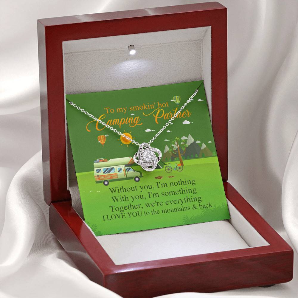 To My Smoking Hot Camping Partner Without You I'm Nothing with You I'm Something Love Knot Pendant Necklace To My Smoking Hot Camping Partner Without You I'm Nothing with You I'm Something Love Knot Pendant Necklace