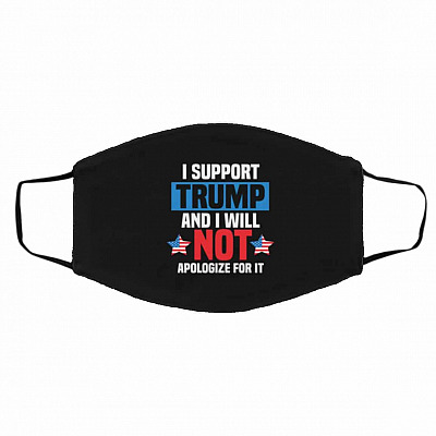 I Support Trump and I, White, Cloth Face Cover – Medium/Large