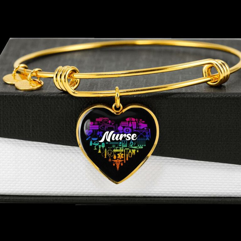Rainbow Nurse Heart Proud Nurse Heart Pendant Necklace