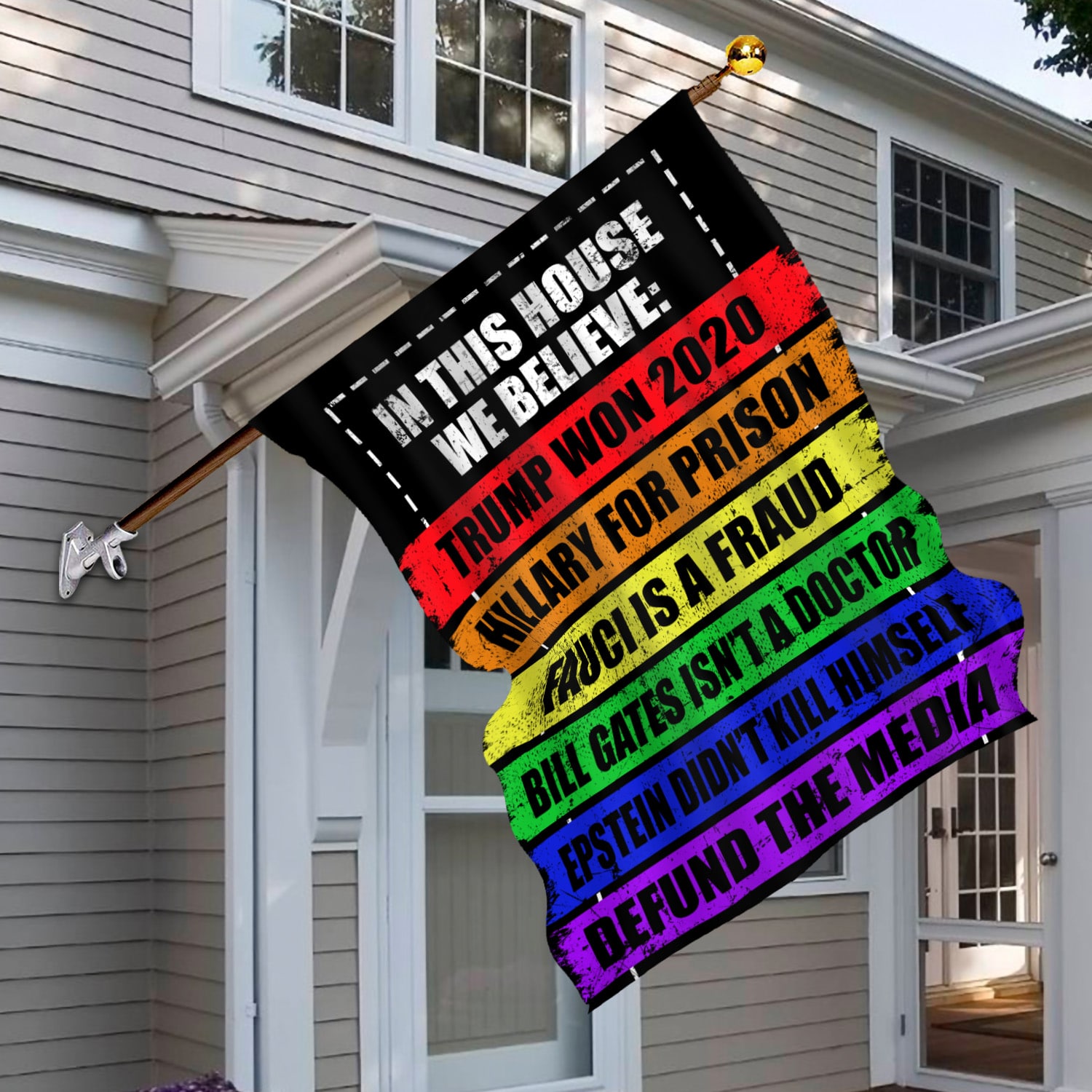 8VT. In This House We Believe Trump Won House Flag Mockup 6