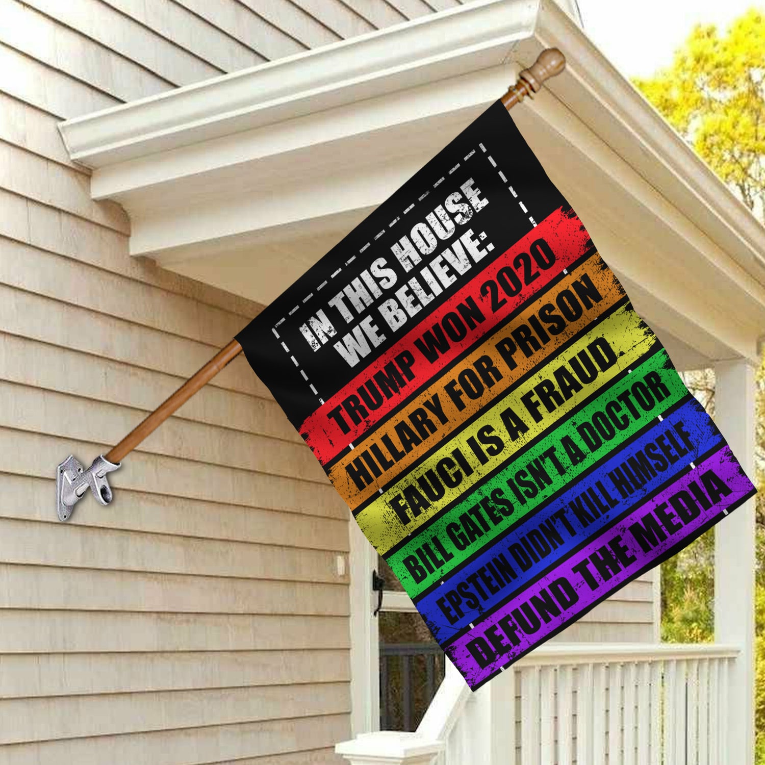 8VT. In This House We Believe Trump Won House Flag Mockup 2
