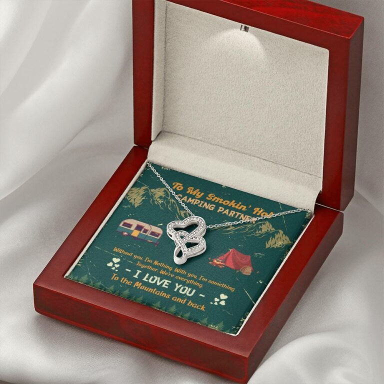 To My Smokin' Hot Camping Partners Together We're Everything Double Hearts Necklace - Wife Girlfriend Camper Gift